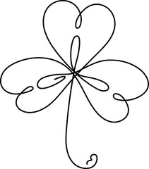 Clover leaf. One continuous line art with editable line shamrock. Icon, logo and symbol of St. Patricks Day