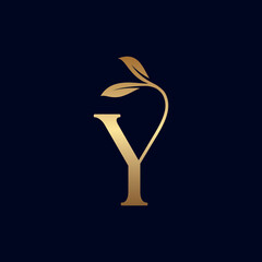 luxury premium leaf logo letter Y