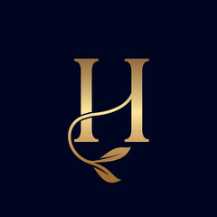 luxury premium leaf logo letter H