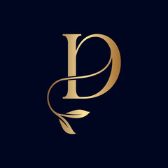 luxury premium leaf logo letter D