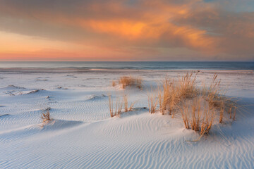 Beautiful scenery of the Slowinski National Park by the Baltic Sea, Leba. Poland