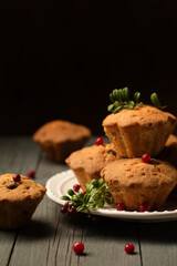 appetizing cupcakes with lingonberries