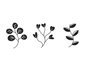 leaves and branch set vector illustration