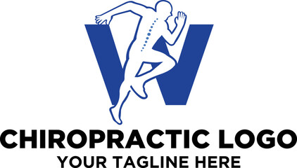 Letter--initial-W-Chiropractic-athlete-spine-care-health-logo-design-vector