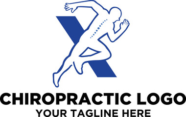 Letter-initial-X-Chiropractic-athlete-spine-care-health-logo-design-vector