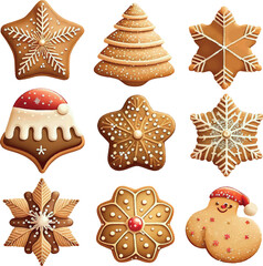 Christmas cookies decorated with sweet icing. Vector illustration