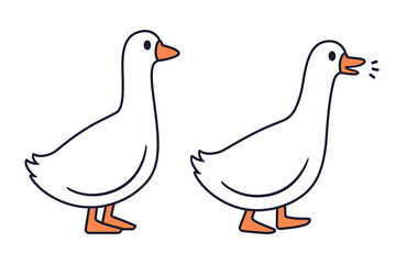 Cartoon goose standing and walking