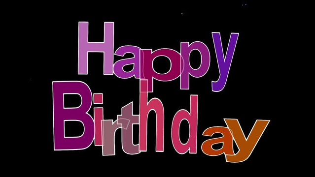 Isolierter Geburtstagsgru&szlig;. Animierter Text Happy Birthday. Buntes Konfetti.