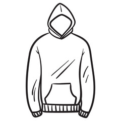 vector drawing of a hoodie in white on a white background.