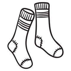 vector drawing of a pair of socks in white on a white background.