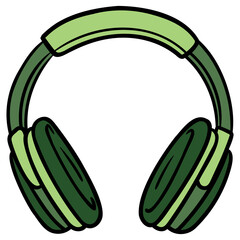 green headphones. vector illustration isolated on white.