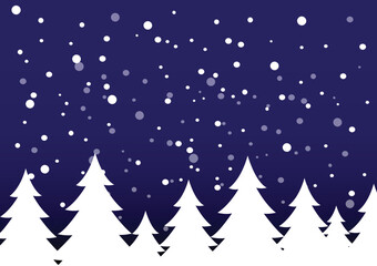 Snow background. Winter blue sky. Christmas background.Forest in the snow. Snowdrifts, blizzard.