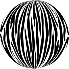 black and white circle vector, background template with stripes, zebra pattern