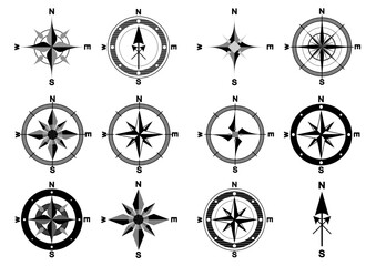Compass vector icons set