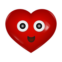 Red Heart. Love symbol. Vector illustration. 3d mockup. Emoji. Emotion. Smiley happy face
