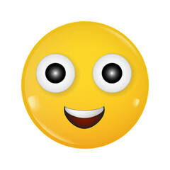 Smiling Face. Emoji. Yellow glossy 3d emotion. Smiley happy face