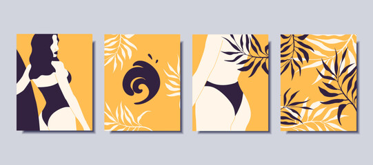 A set of summer posters. Vector illustration
