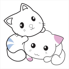 Cat cartoon coloring page