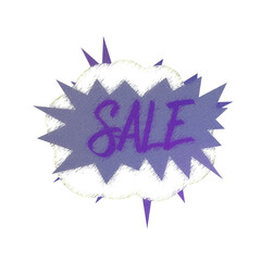 Abstract transparent iridescent grunge sale sticker element.