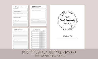 Grief Promptly Journal KDP Interior Template Design