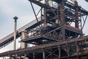 The main metal structure of the former ironworks at Teesside, Redcar, United Kingdom.