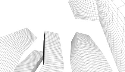 Fototapeta na wymiar Abstract linear architecture on white background vector 3d illustration