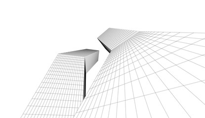 Fototapeta premium Abstract linear architecture on white background vector 3d illustration