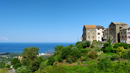 Fototapeta na wymiar San-Nicolao village in the eastern coast of Corsica island