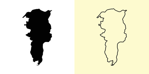 Bolivar map, Ecuador, Americas. Filled and outline map designs. Vector illustration
