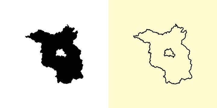 Brandenburg map, Germany, Europe. Filled and outline map designs. Vector illustration