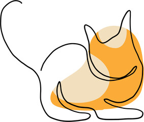 simplicity cat freehand continuous line drawing.