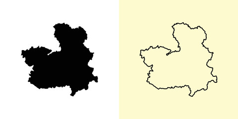 Castilla-La Mancha map, Spain, Europe. Filled and outline map designs. Vector illustration - obrazy, fototapety, plakaty