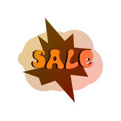 Abstract transparent halftone grunge sale sticker element.