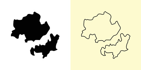 Criuleni map, Moldova, Europe. Filled and outline map designs. Vector illustration