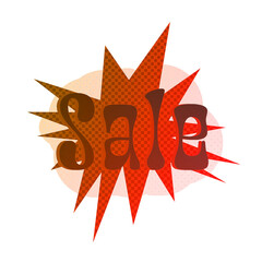 Abstract transparent halftone grunge sale sticker element.