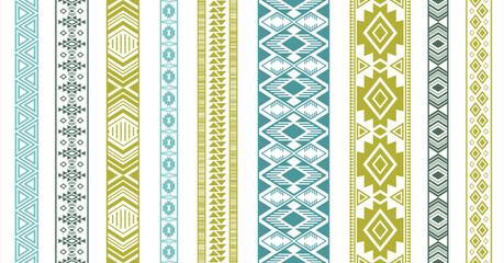 Embroidery ribbon vector patterns, lace seamless border, fashion edge stripes.