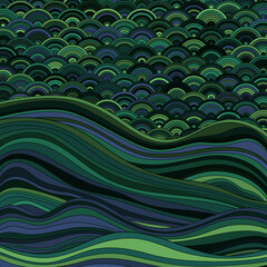 Seigaiha Japanese wave motif contemporary vector pattern.
