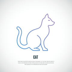 Cat silhouette isolated on white background. Simple Cat icon in line style. Vector illustration.