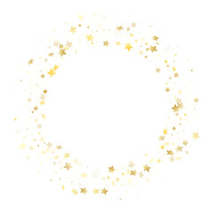 Flying gold star sparkle vector with white background.