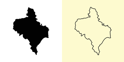 Ivano-Frankivsk map, Ukraine, Europe. Filled and outline map designs. Vector illustration