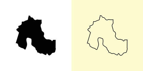 Jujuy map, Argentina, Americas. Filled and outline map designs. Vector illustration