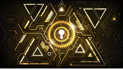 Glow keyhole abstract futuristic technology background with light and shiny, key of success solution, business concept, vector illustration	