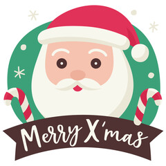Merry xmas icon, Christmas doodle vector illustration