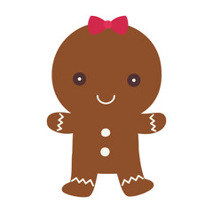 Gingerbread man icon, Christmas doodle vector illustration