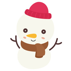 Snowman icon, Christmas doodle vector illustration