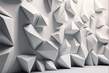 Abstract white 3d wall with polygonal pattern