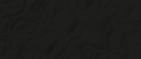 Black paper cut background. Abstract realistic paper cut decoration textured with wavy layers. Cover layout template. Material design concept. Minimalistic design for business presentations, flyers