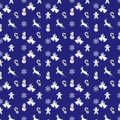 Christmas white pattern on blue background .