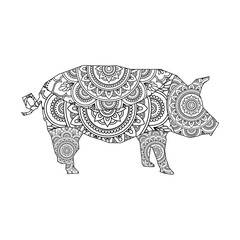 Vector animal mandala coloring page for kids