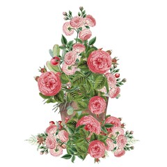 bouquet of roses, Holiday illustration.